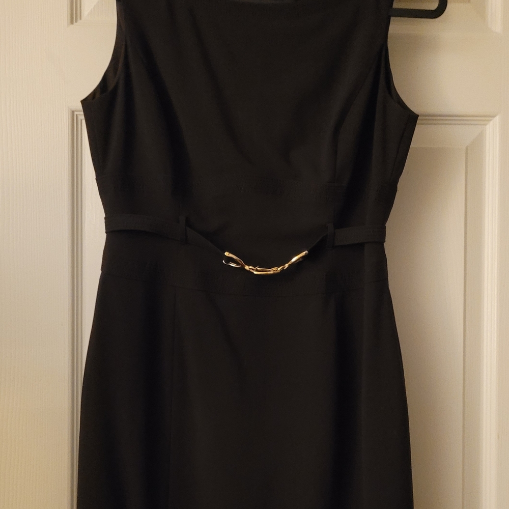 Tahari Chic Dress, 4P, Dark Gray